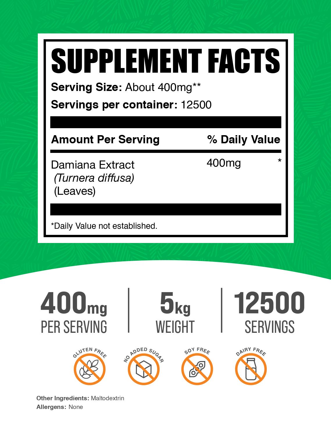 Damiana extract powder label 5kg