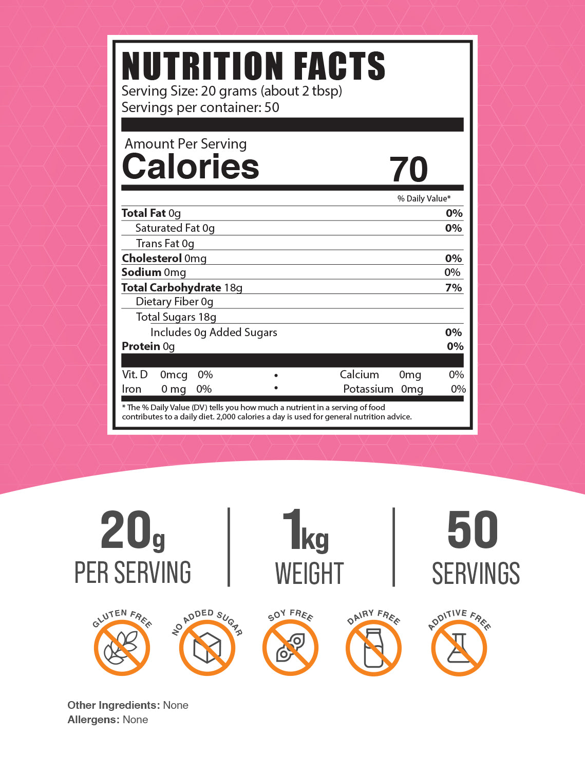 Dextrose powder label 1kg