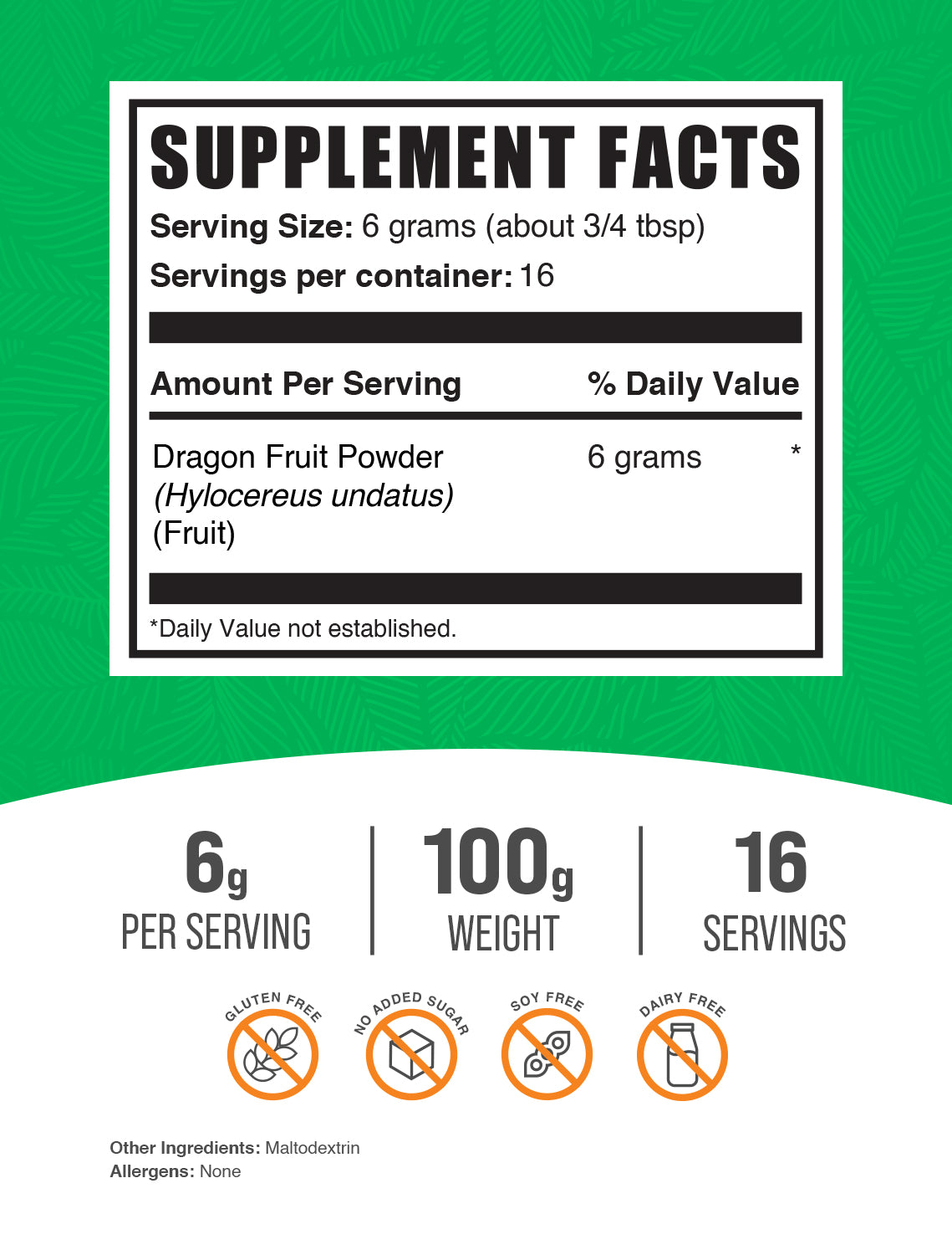 Dragon Fruit Powder label 100g