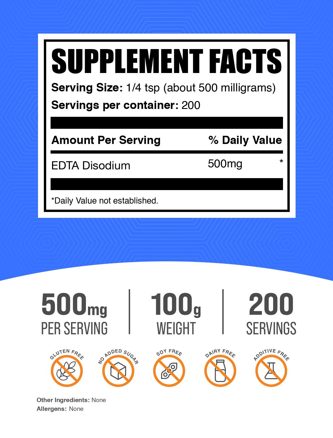 Calcium Disodium EDTA powder label 100g