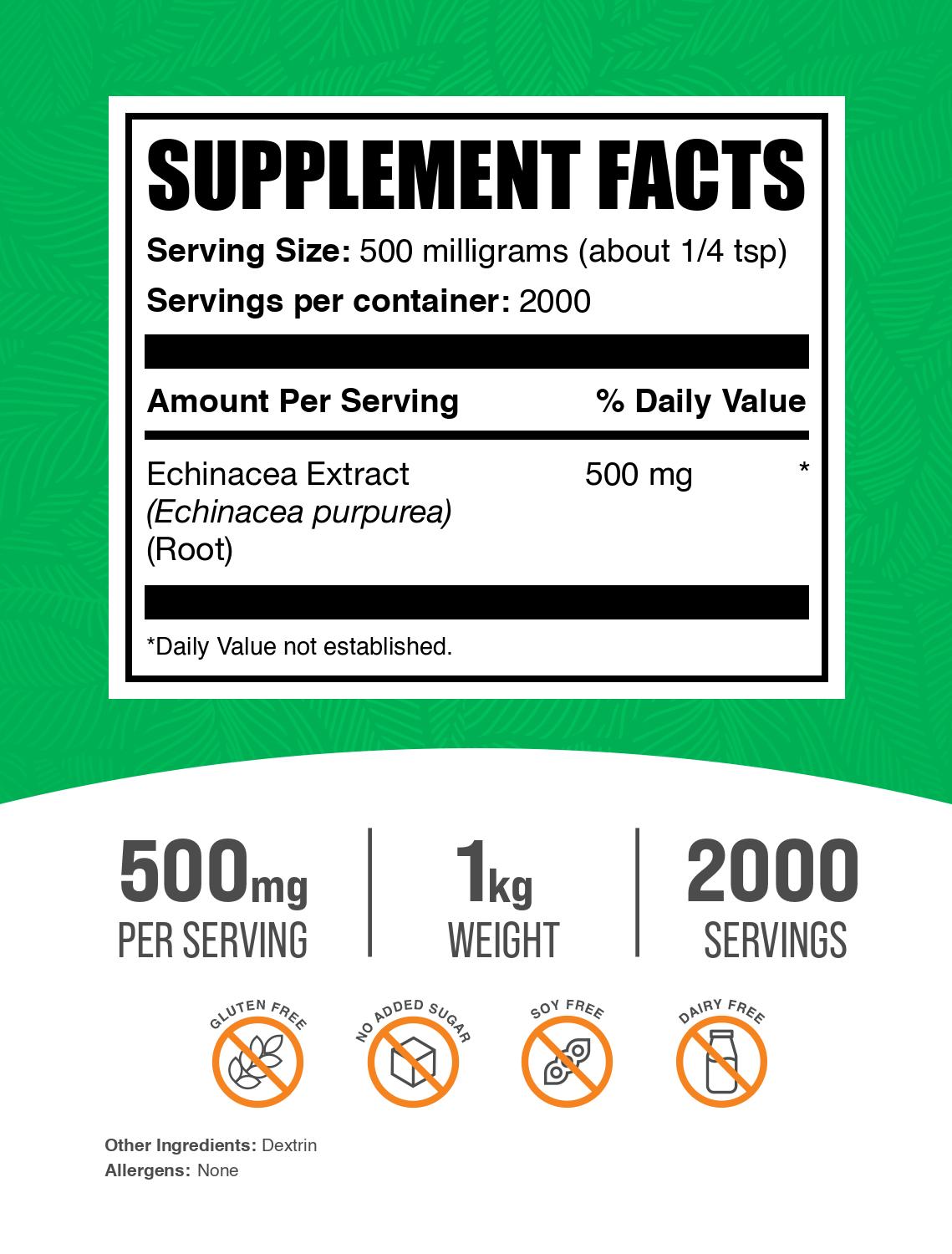 Echinacea Extract Powder label 1kg