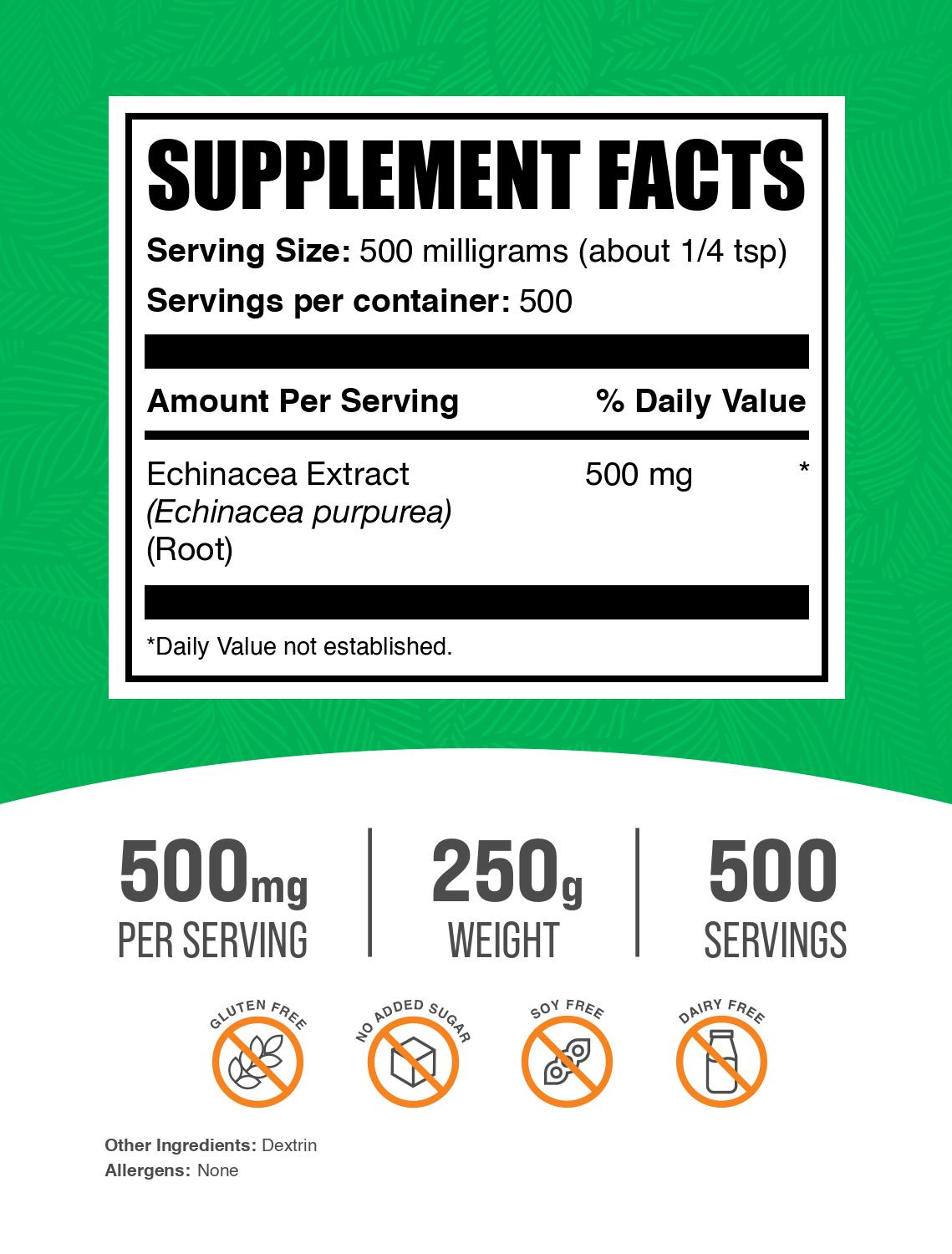 Echinacea Extract Powder label 250g