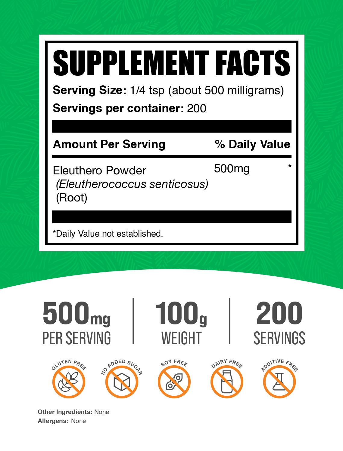 Eleuthero (siberian ginseng) powder label 100g