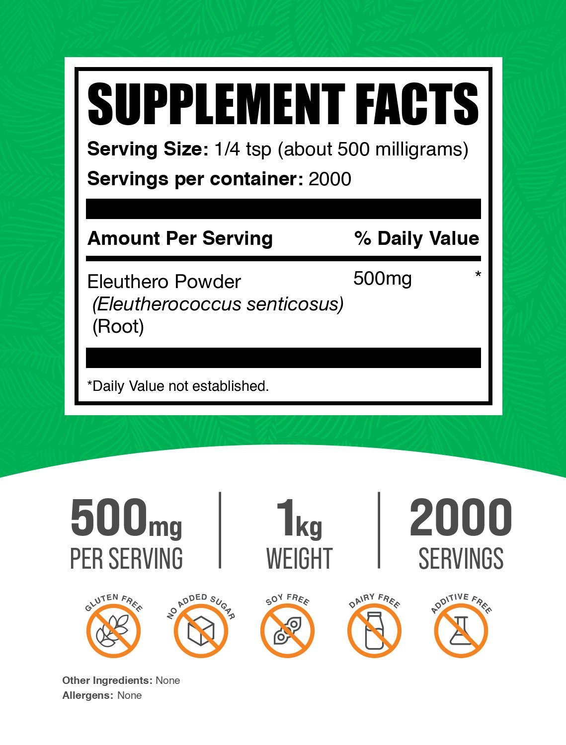 Eleuthero (siberian ginseng) powder label 1kg