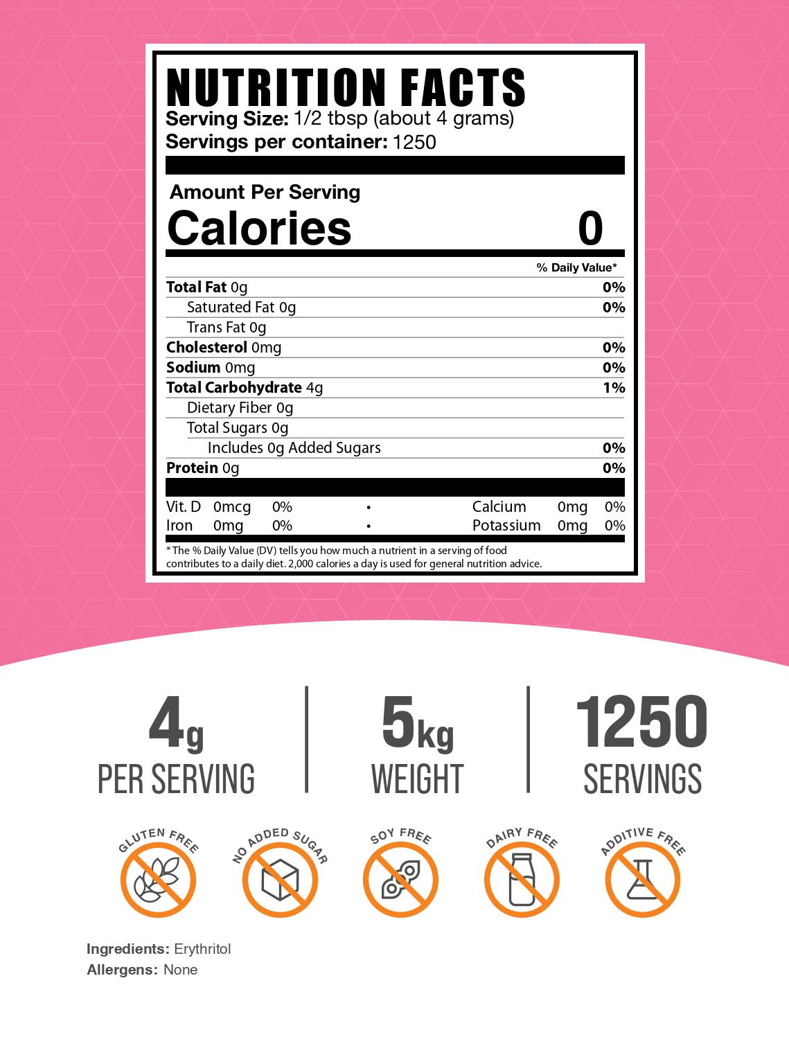 Erythritol powder label 5kg
