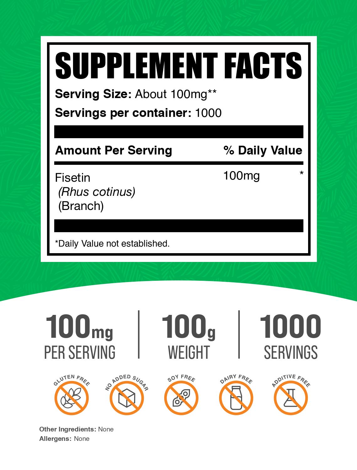 Fisetin powder label 100g