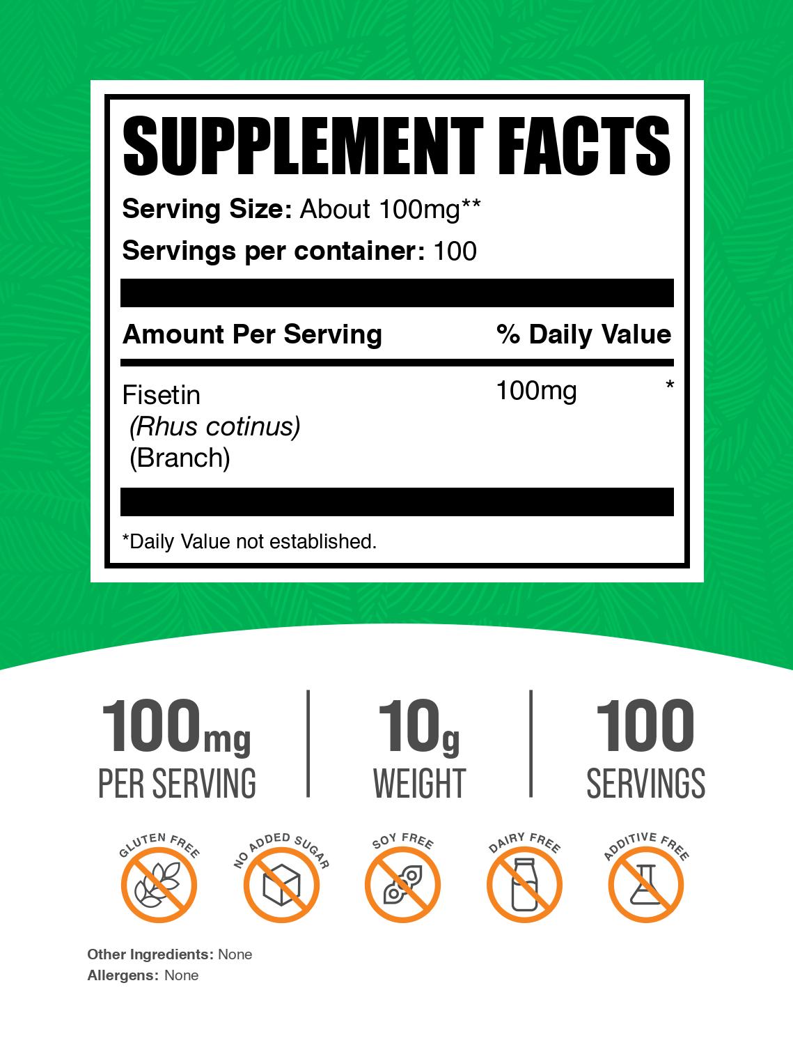 Fisetin powder label 10g