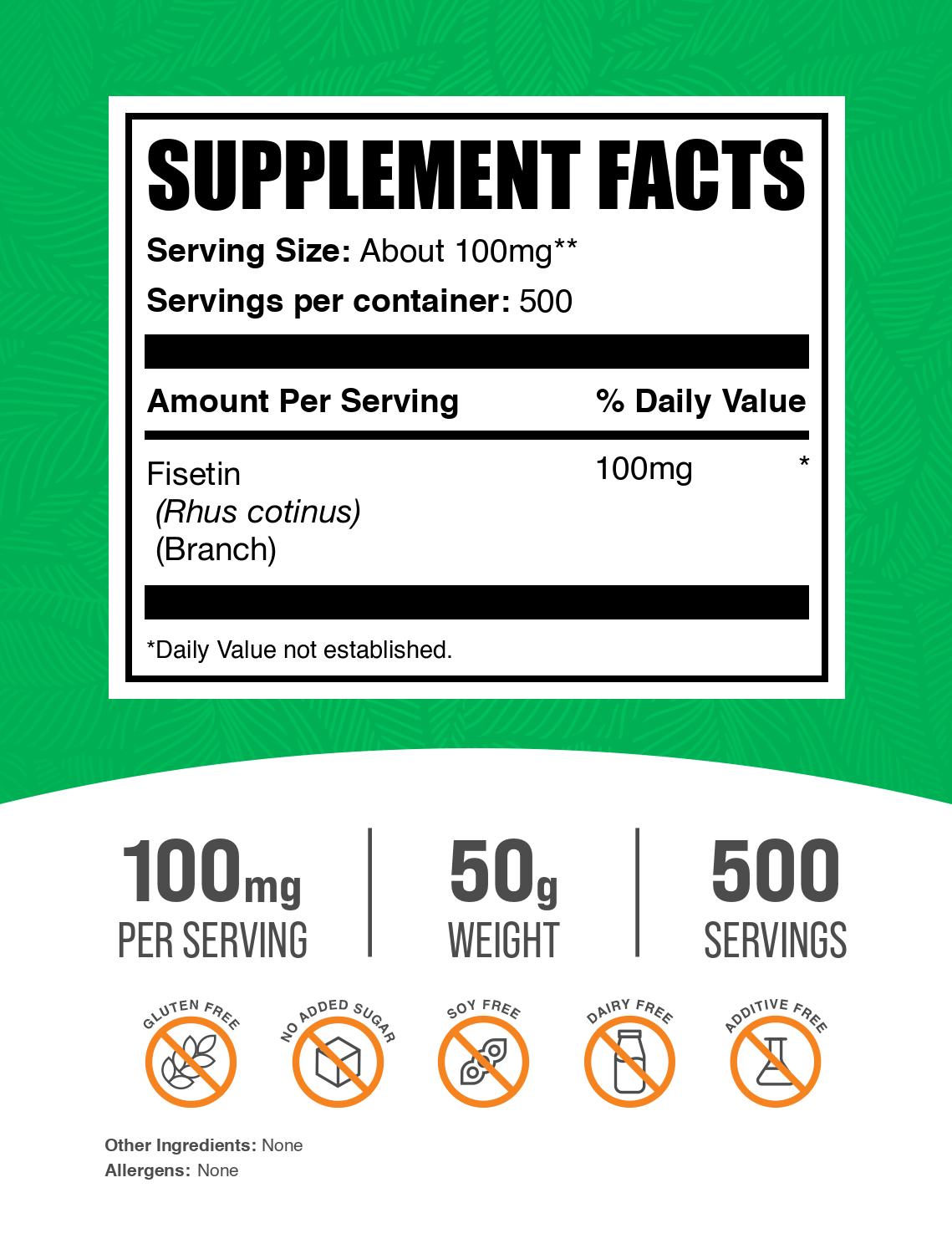Fisetin powder label 50g