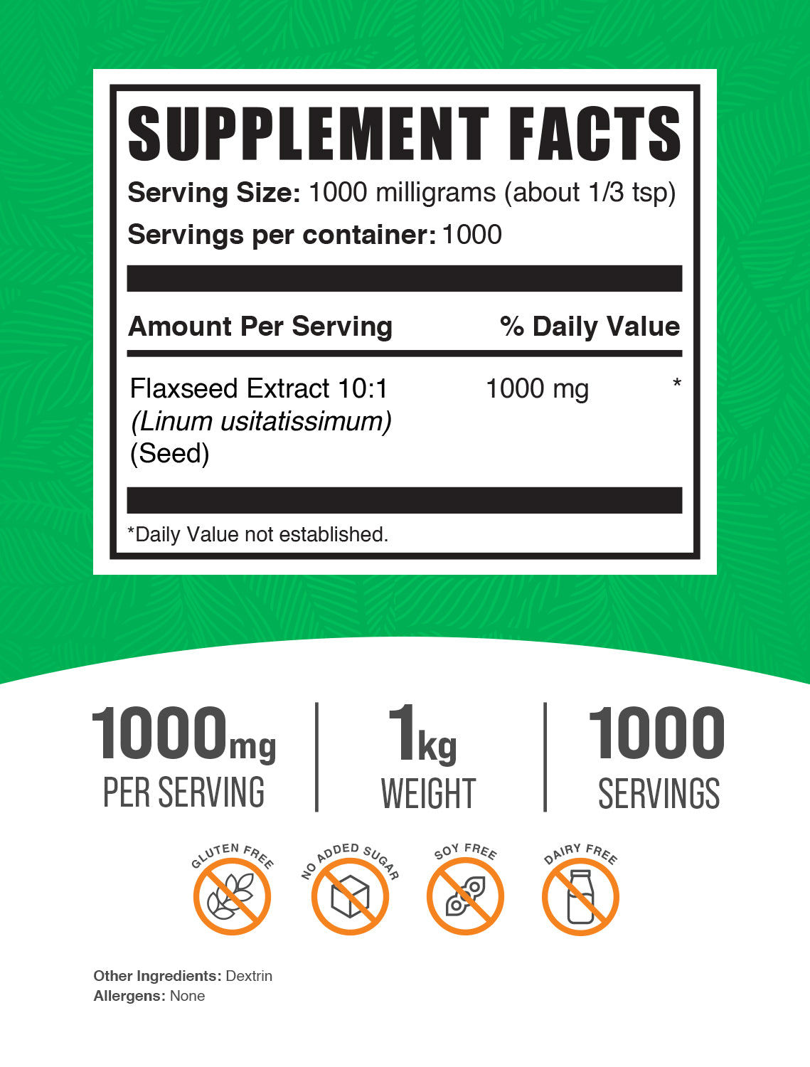 Flaxseed extract powder label 1kg