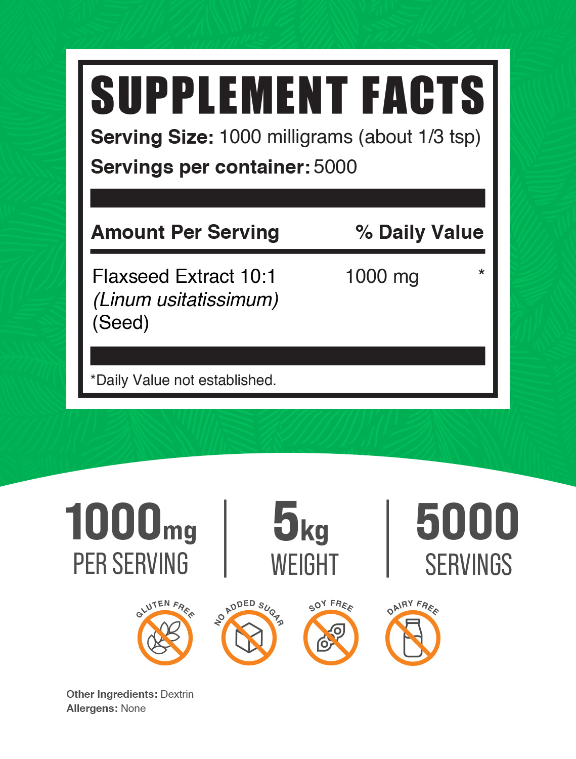Flaxseed extract powder label 5kg