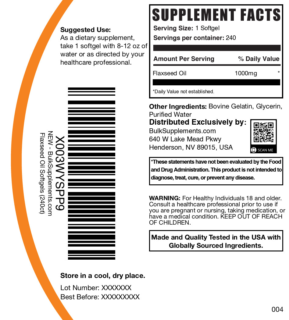 Flaxseed oil 240 softgels label