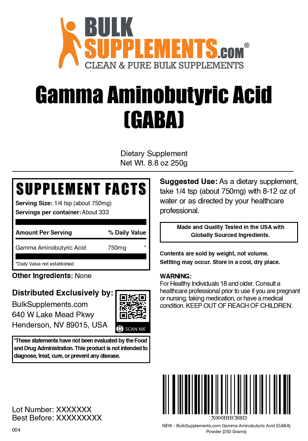 GABA Powder 250g Plain Label