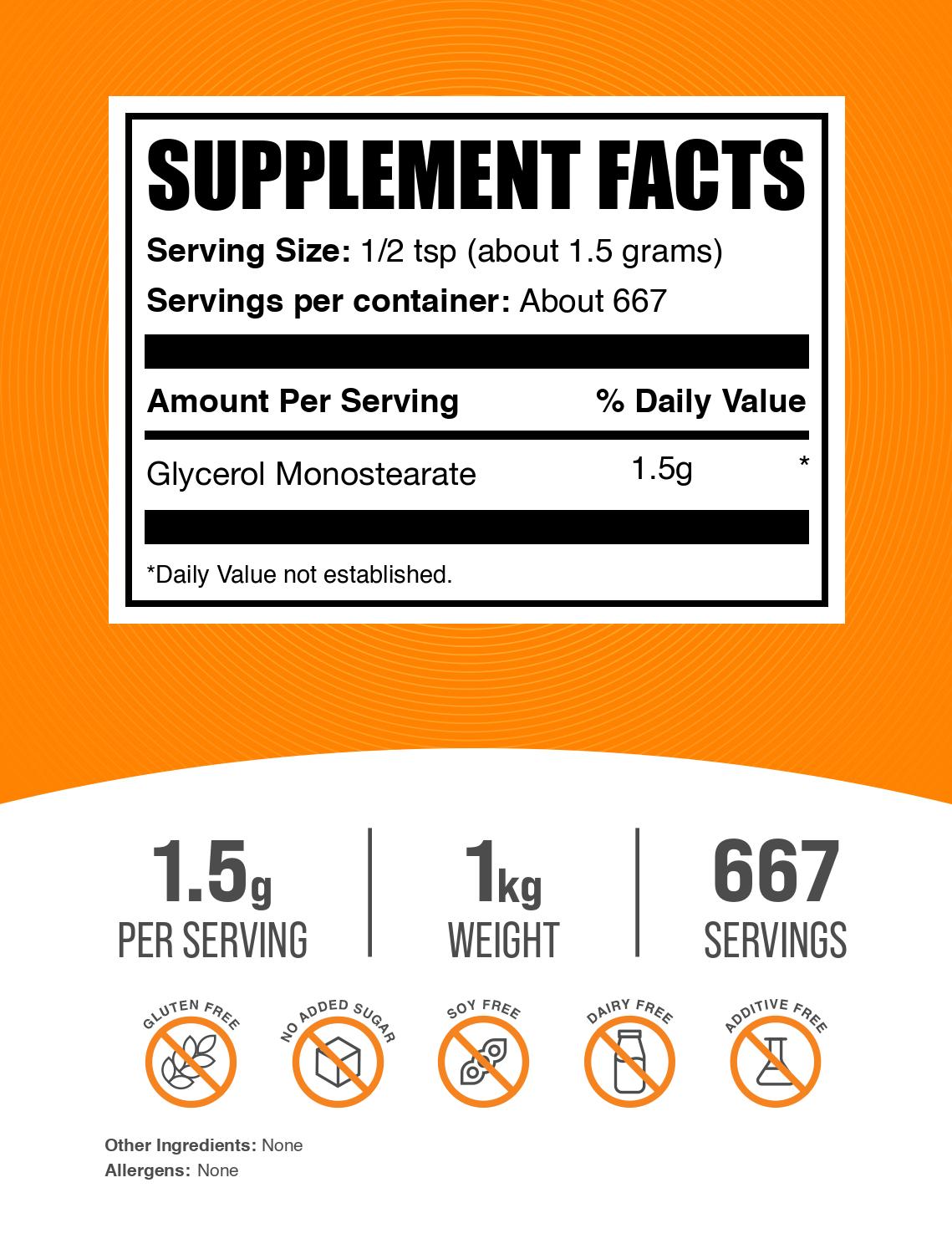 Glycerol monostearate powder label 1kg