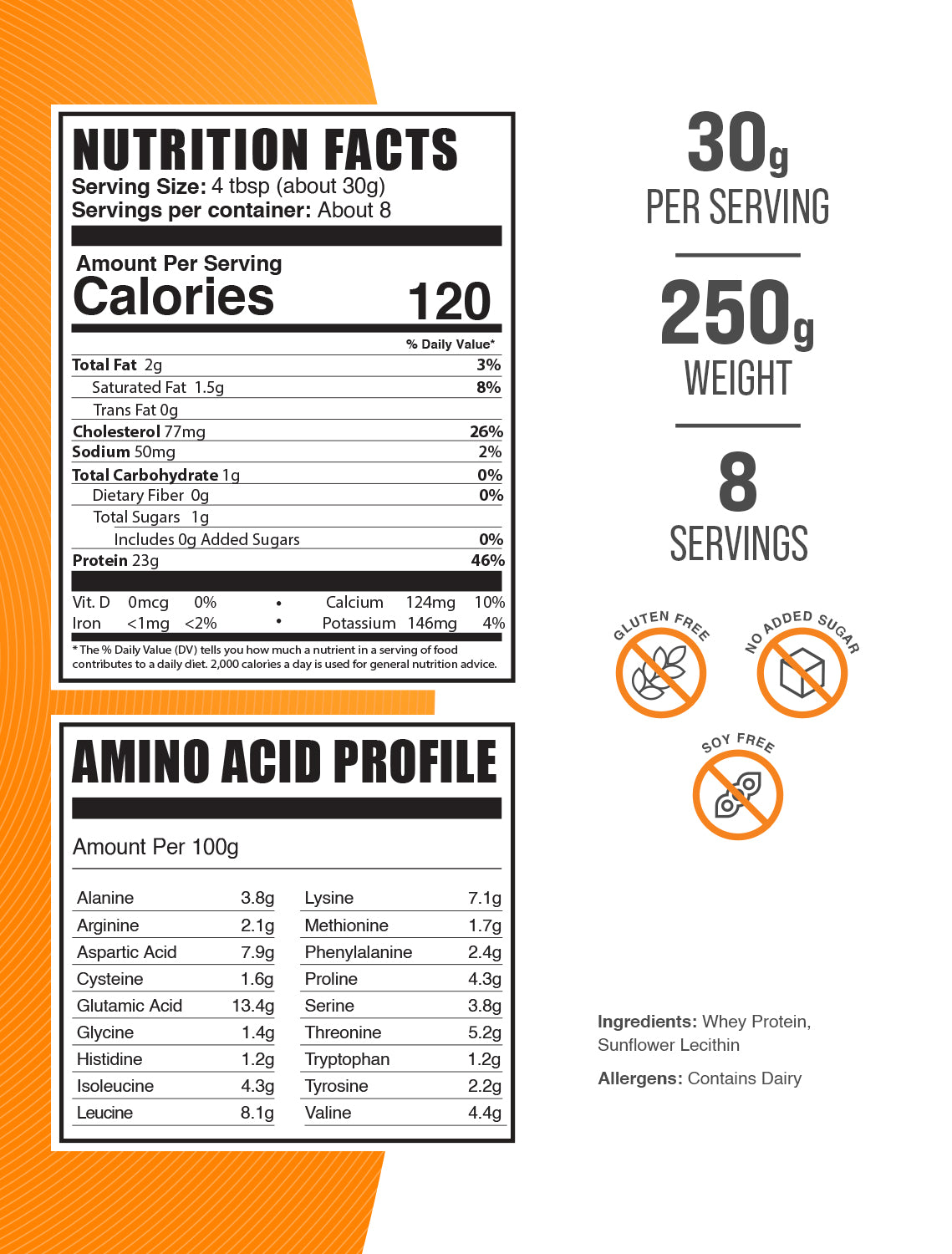 Grass-Fed Whey Protein Powder 250g Label