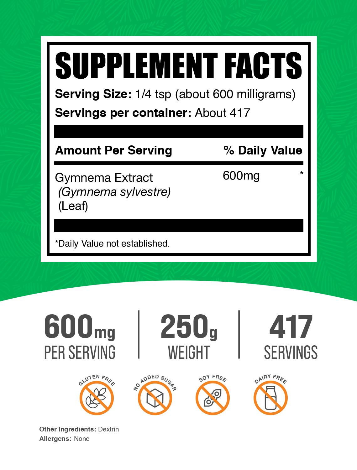Gymnema Extract Powder 250g Label