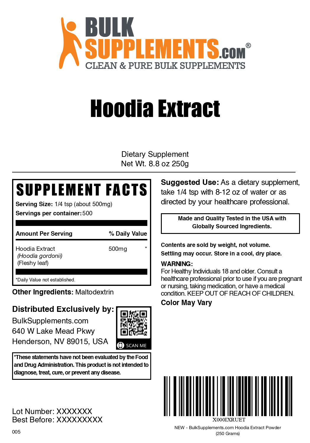 Hoodia extract powder label 250g