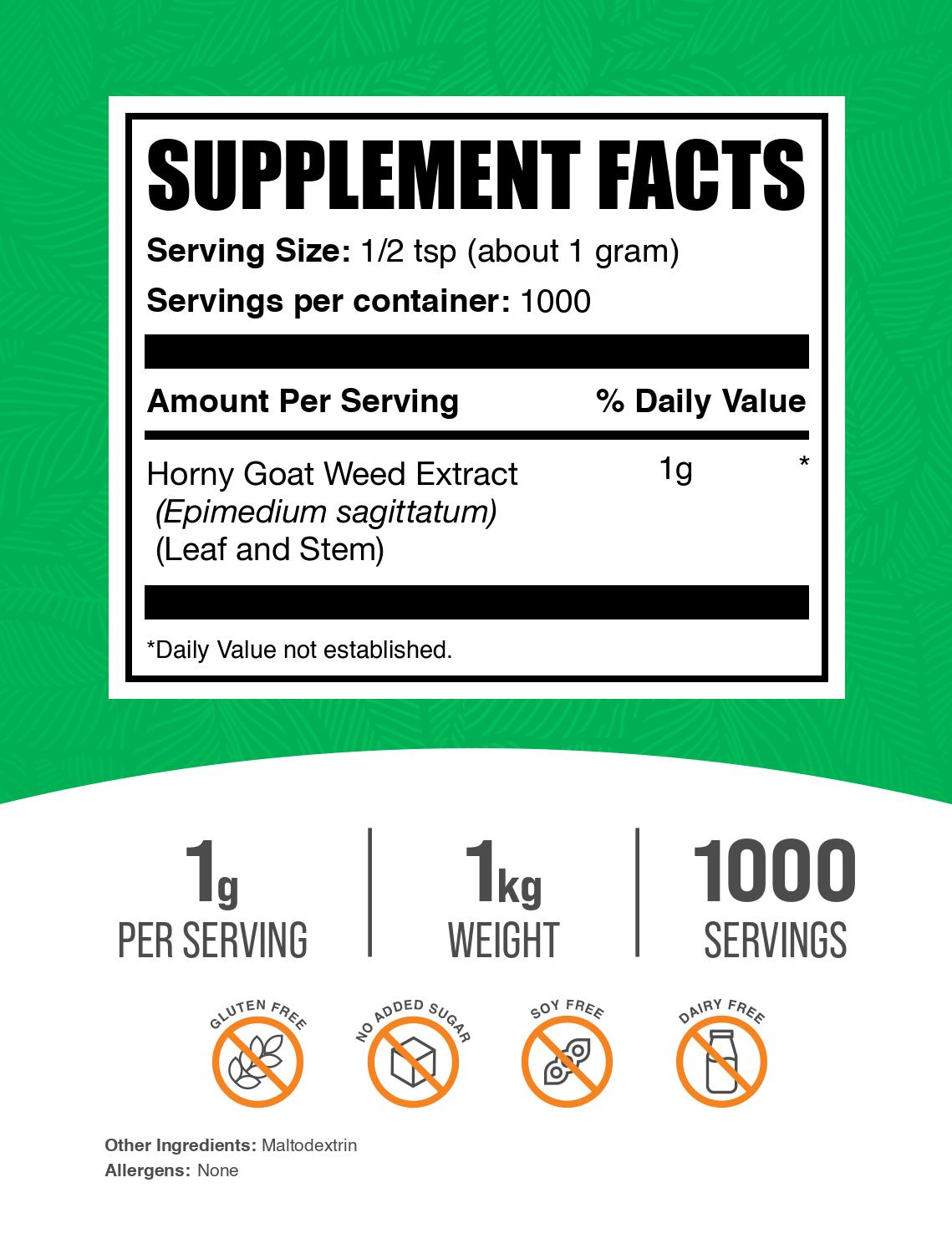 Horny goat weed extract powder label 1kg