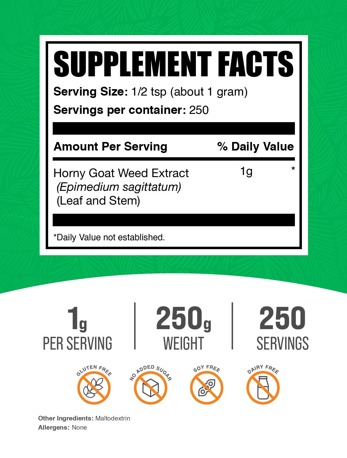 Horny goat weed extract powder label 250g