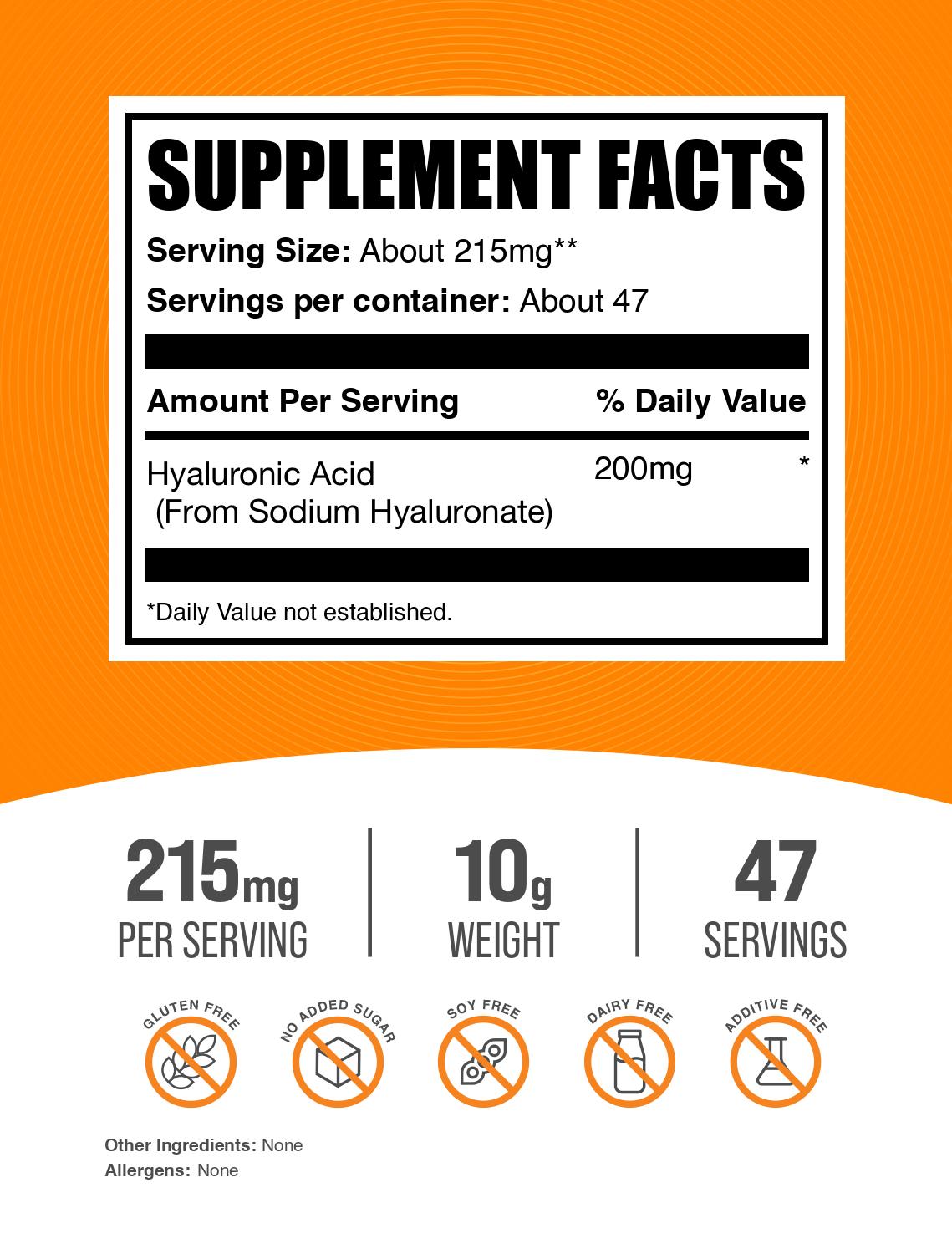 Hyaluronic acid powder label 10g