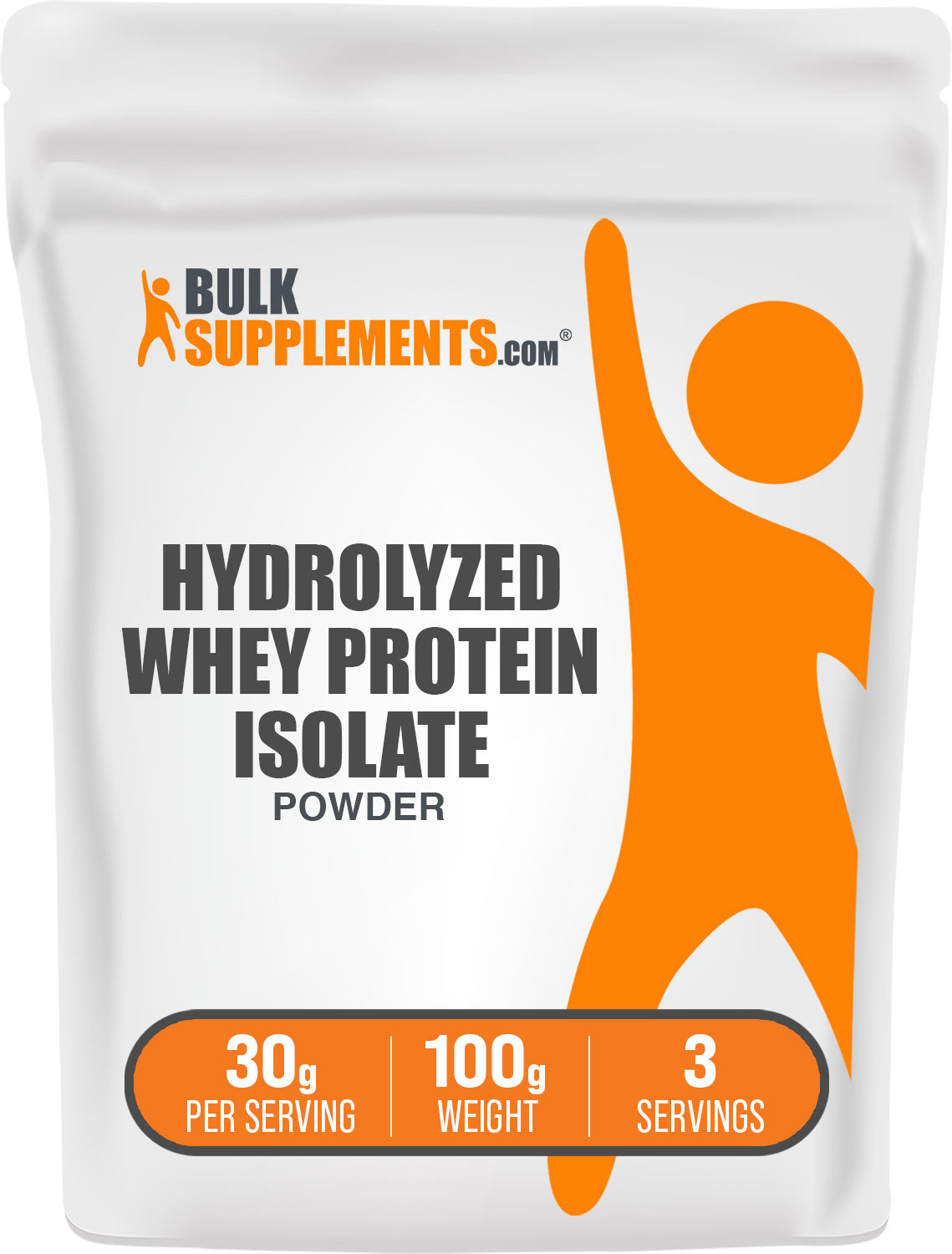 BulkSupplements.com Hydrolyzed Whey Protein Isolate Powder 100g bag image