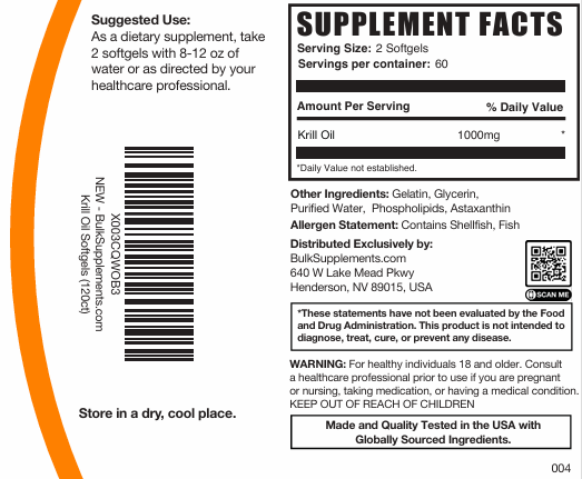 Krill Oil Softgels 120ct Plain Label