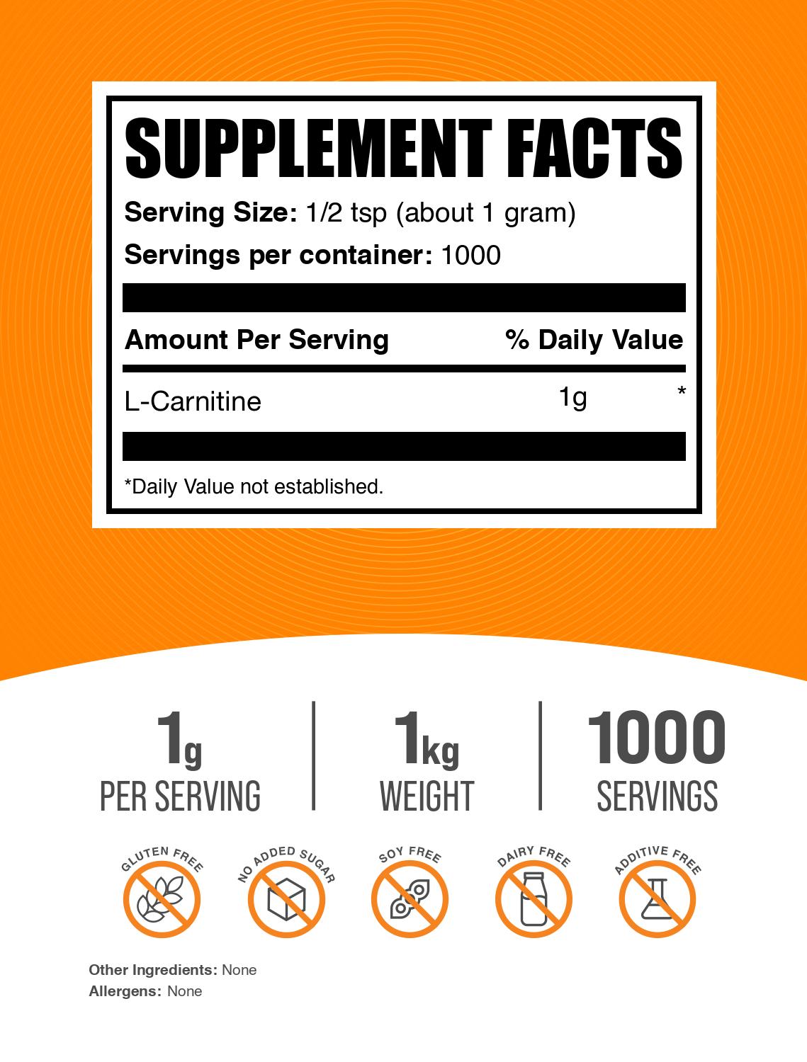L-Carnitine powder label 1kg