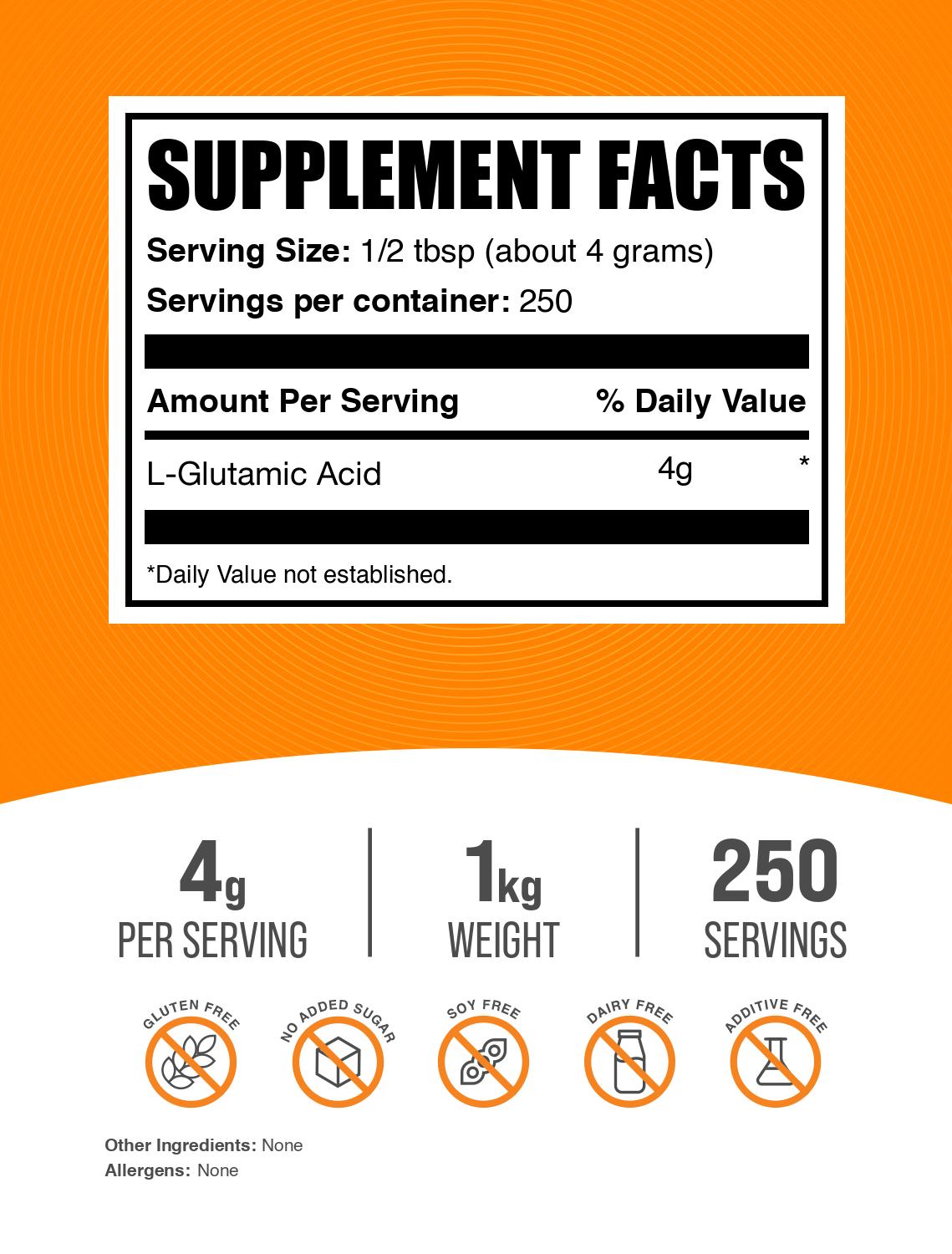 L-Glutamic acid powder label 1kg