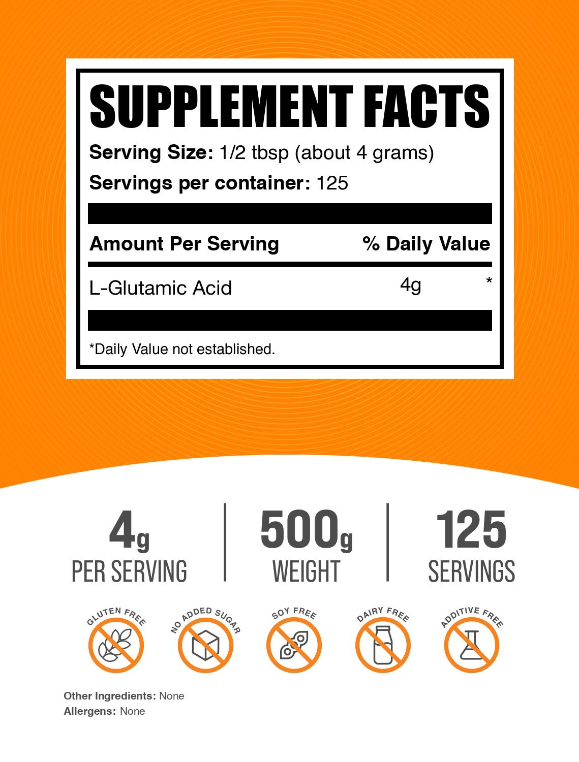 L-Glutamic acid powder label 500g