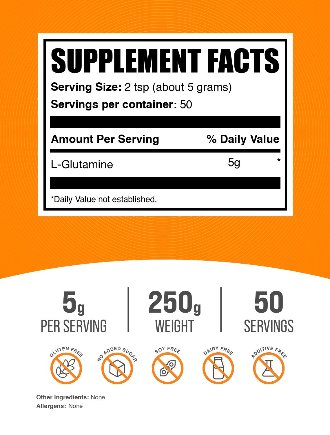 L-Glutamine powder label 250g