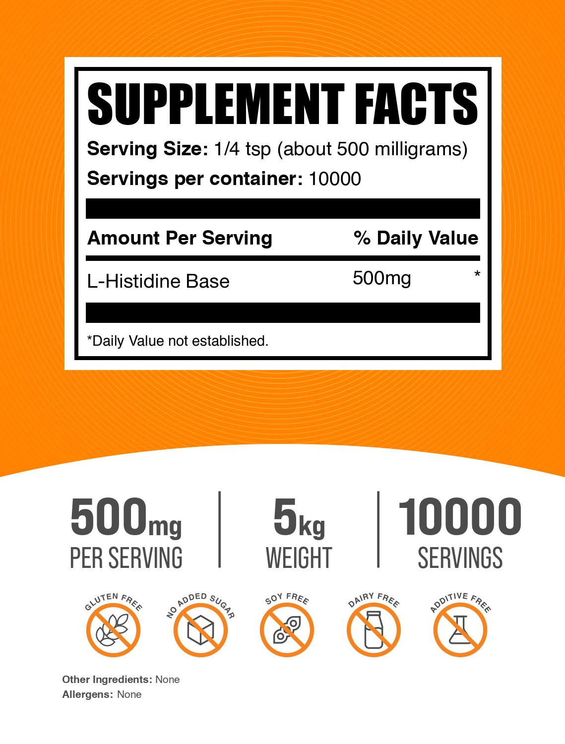 L-Histidine Base powder label 5kg