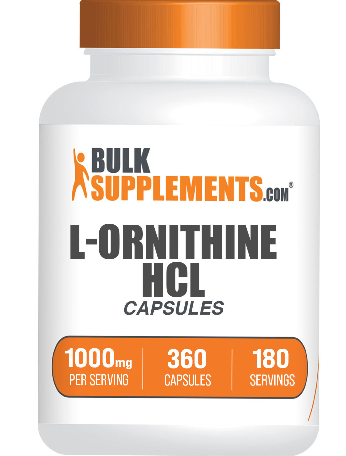 BulkSupplements.com L-Ornithine HCl 360 capsules bottle image