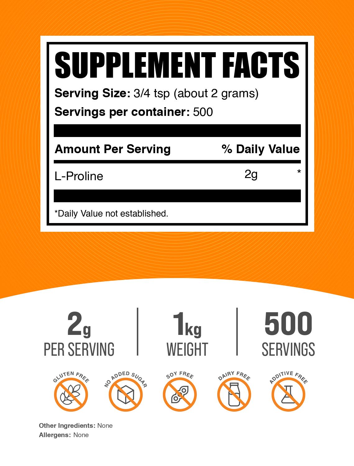 L-Proline powder label 1kg