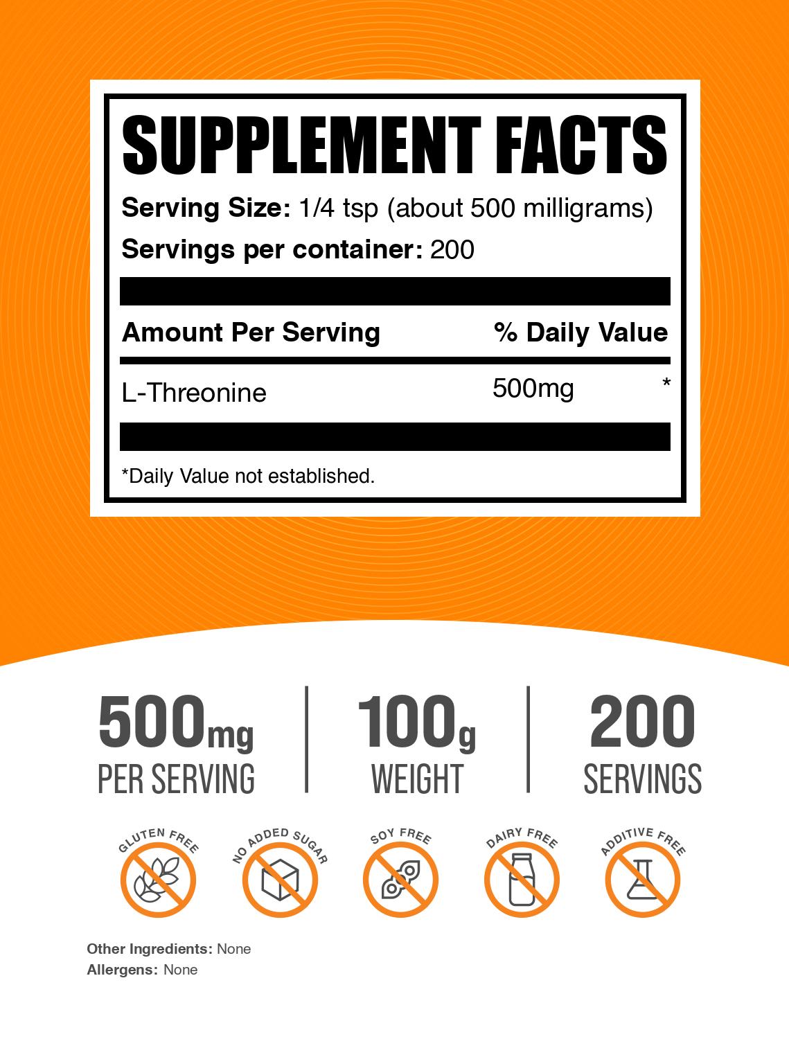 L-Threonine powder label 100g