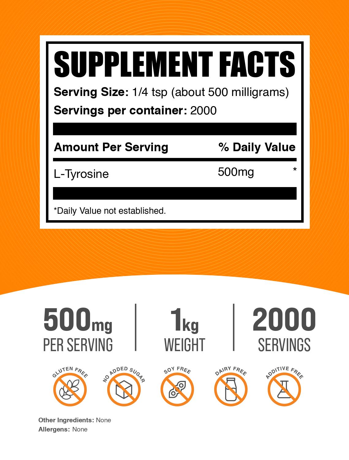 L-Tyrosine powder label 1kg