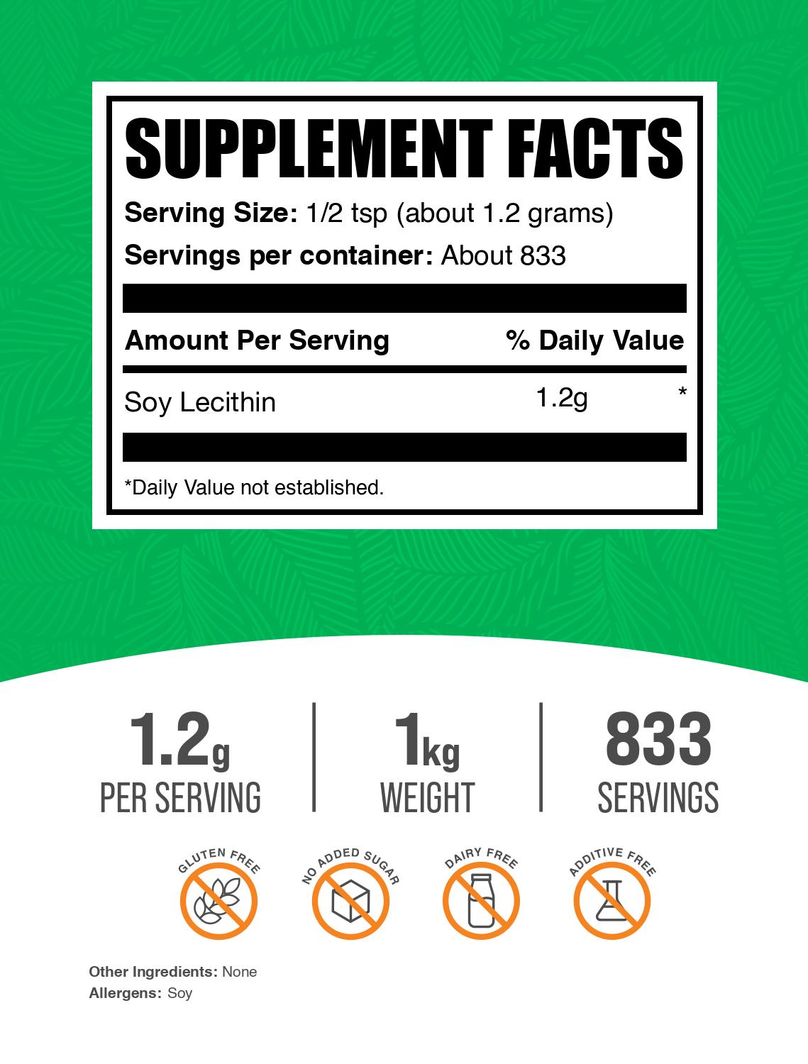 Soy lecithin powder label 1kg