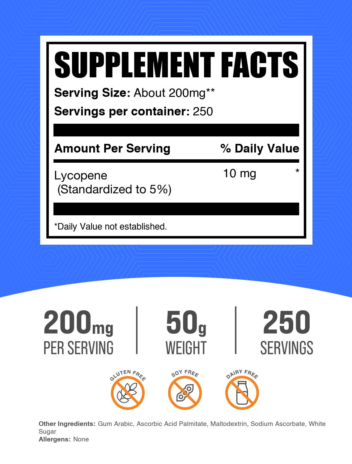 Lycopene 5% Powder 50g Label