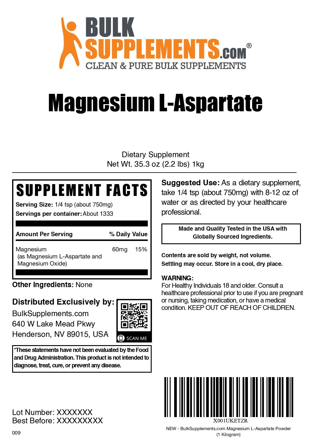 Magnesium L-Aspartate Powder