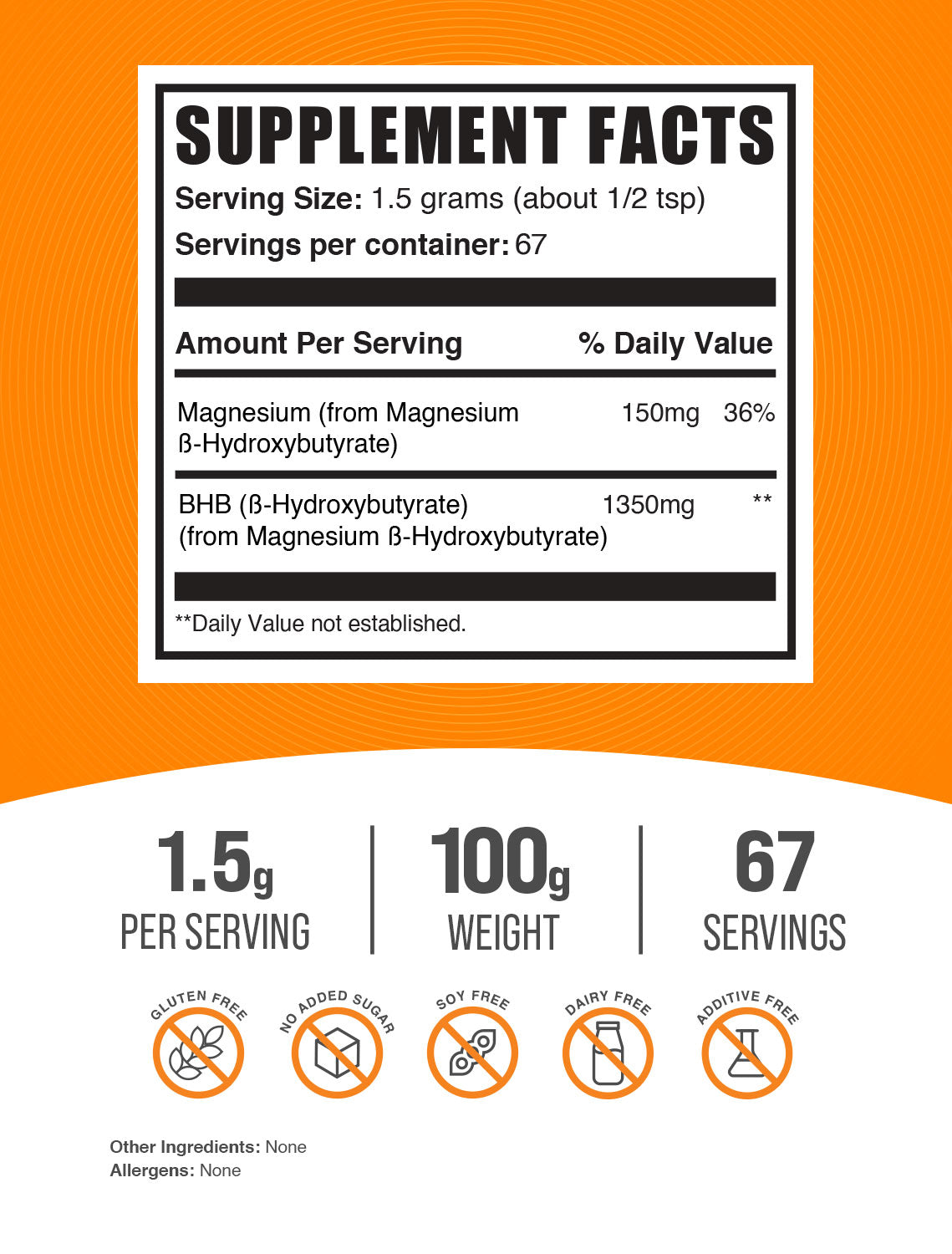 Magnesium BHB powder label 100g