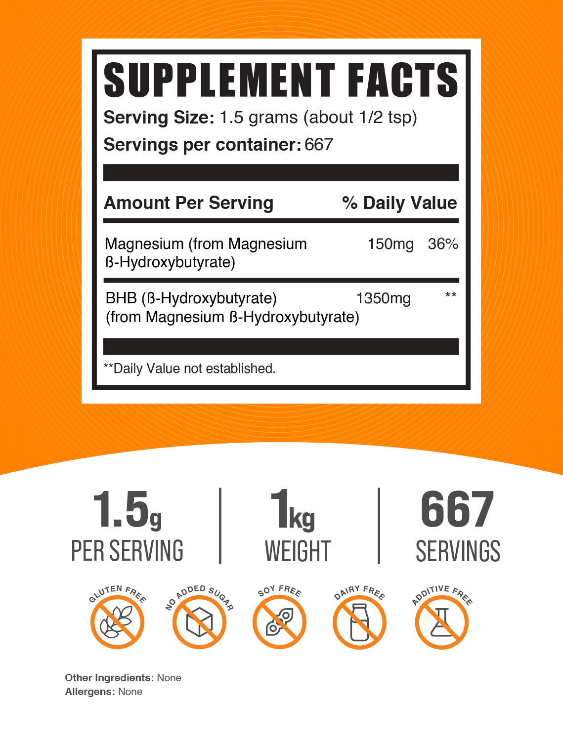 Magnesium BHB powder label 1kg