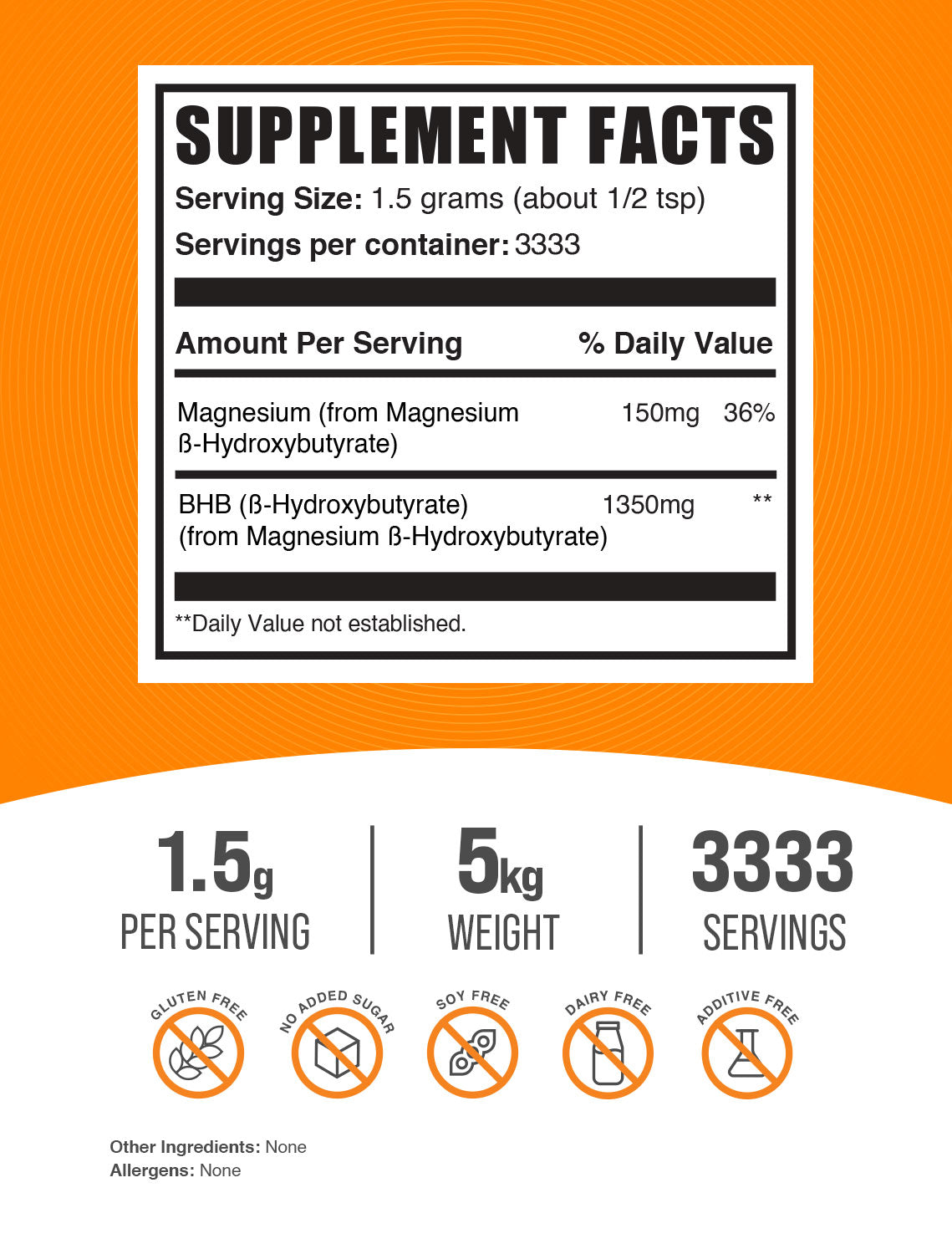 Magnesium BHB powder label 5kg