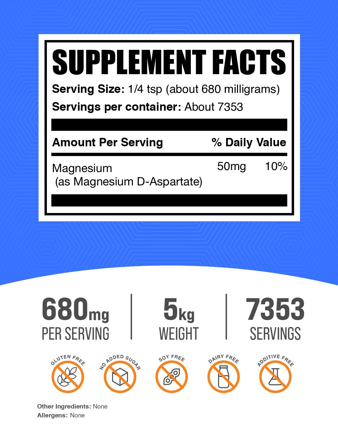Magnesium D-Aspartate powder label 5kg