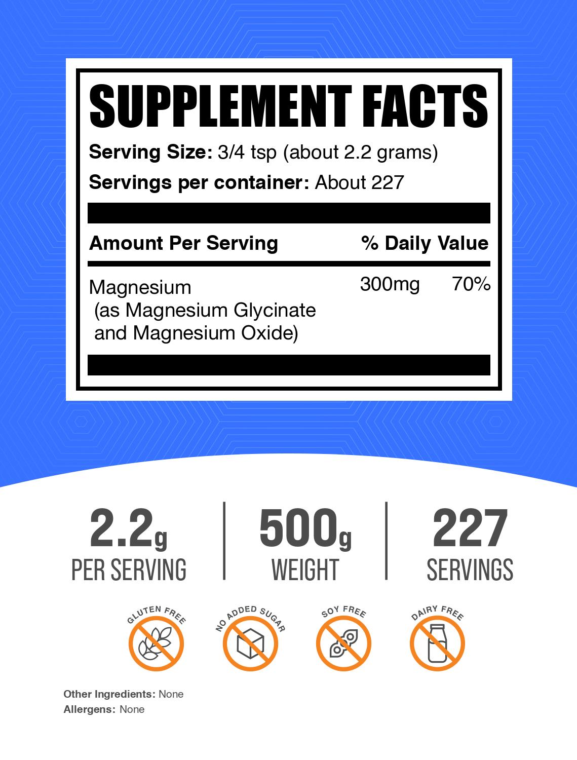 Magnesium glycinate powder label 500g