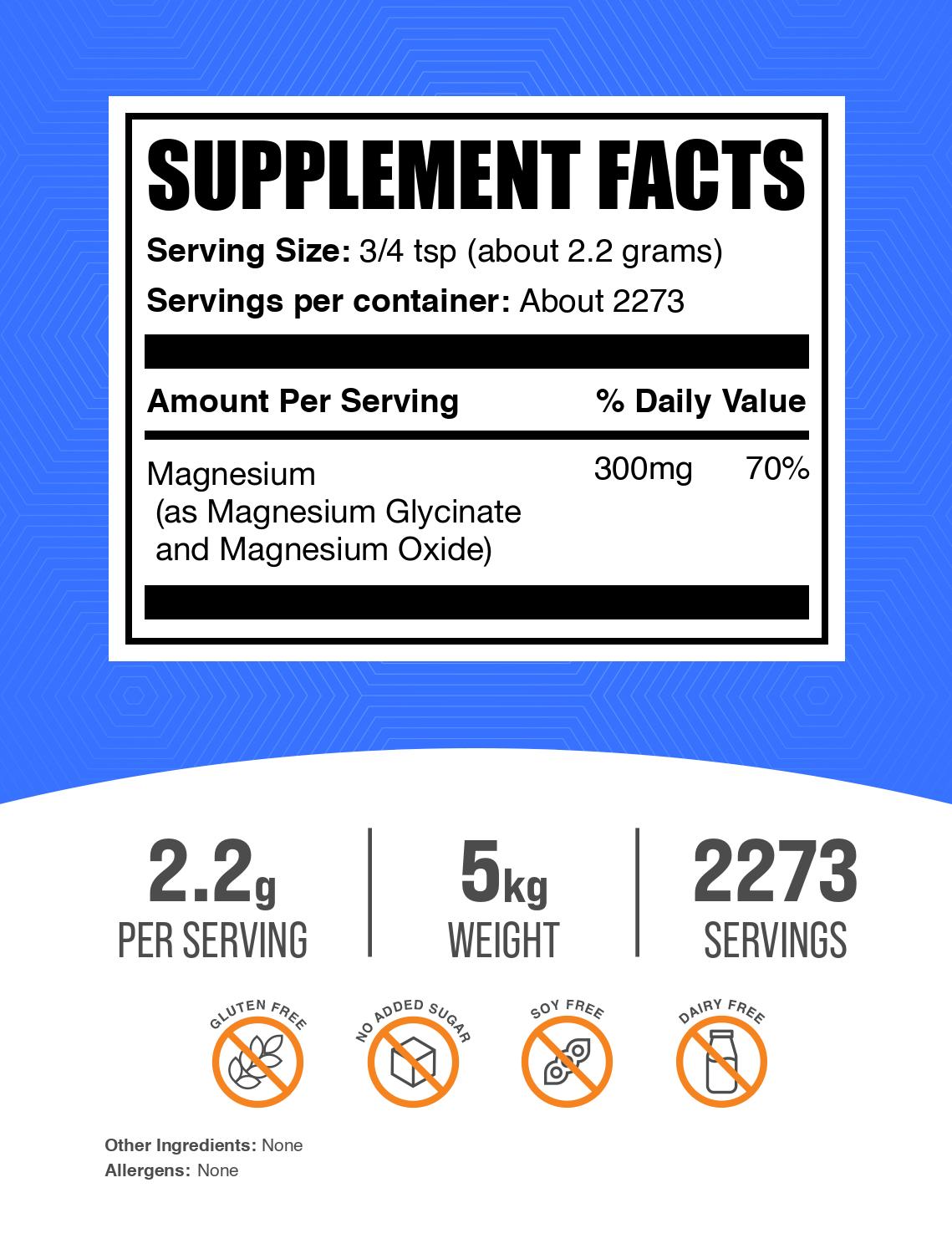 Magnesium glycinate powder label 5kg
