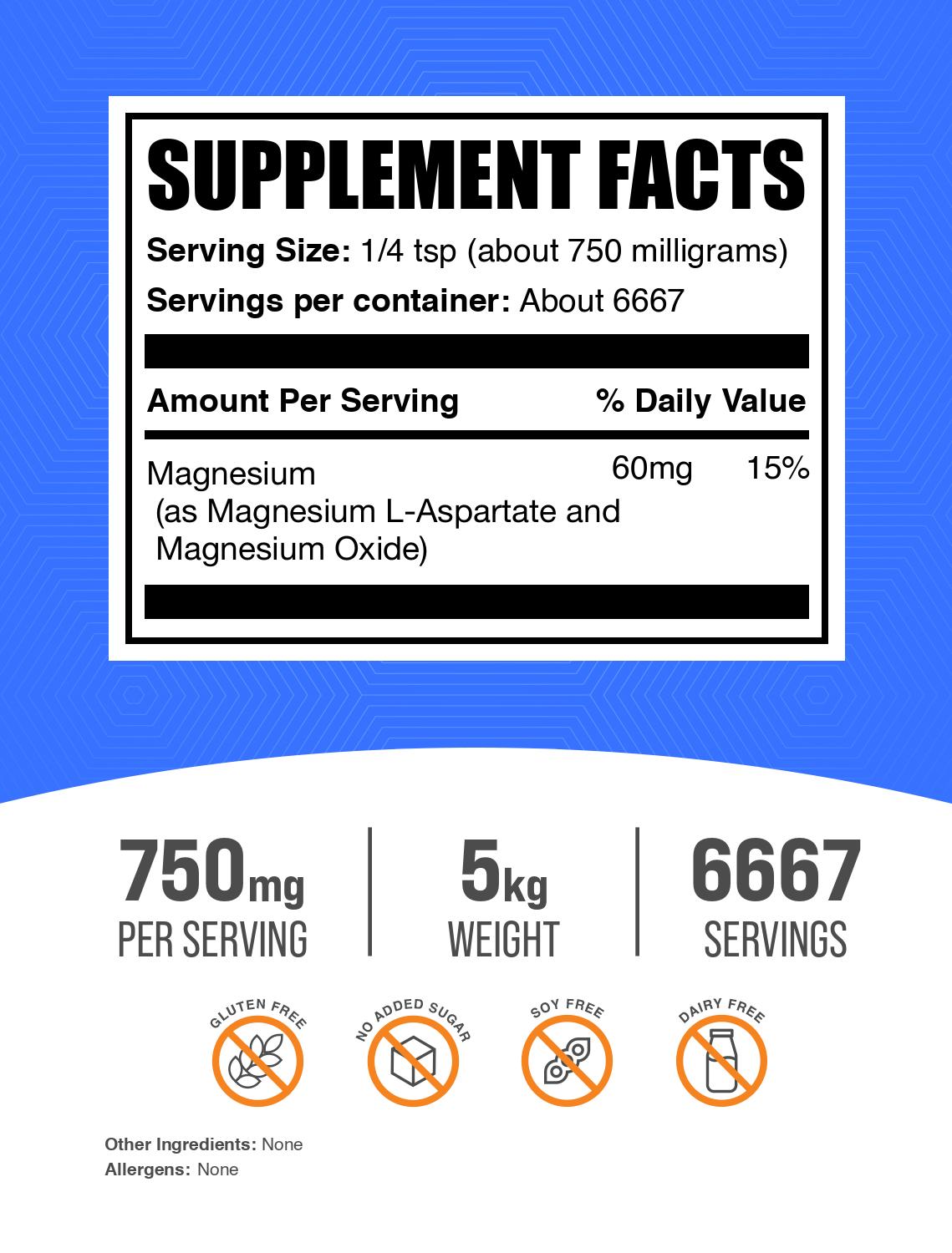 Magnesium L-Aspartate powder label 5kg