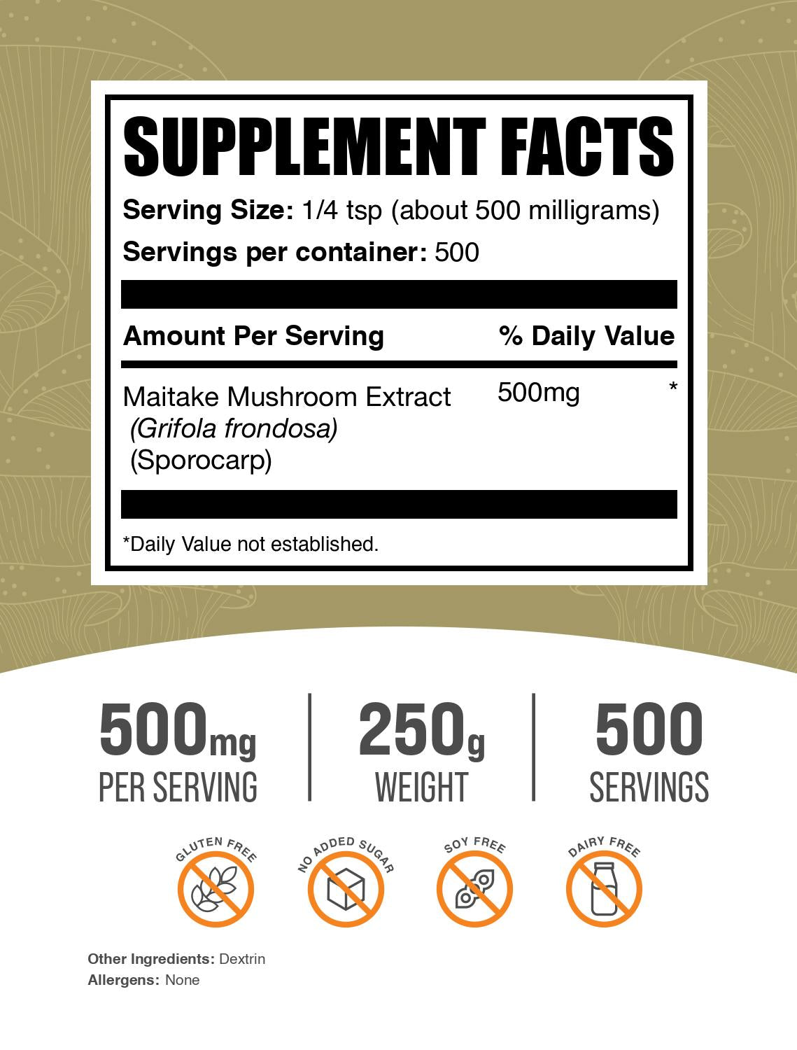 Maitake mushroom extract powder label 250g