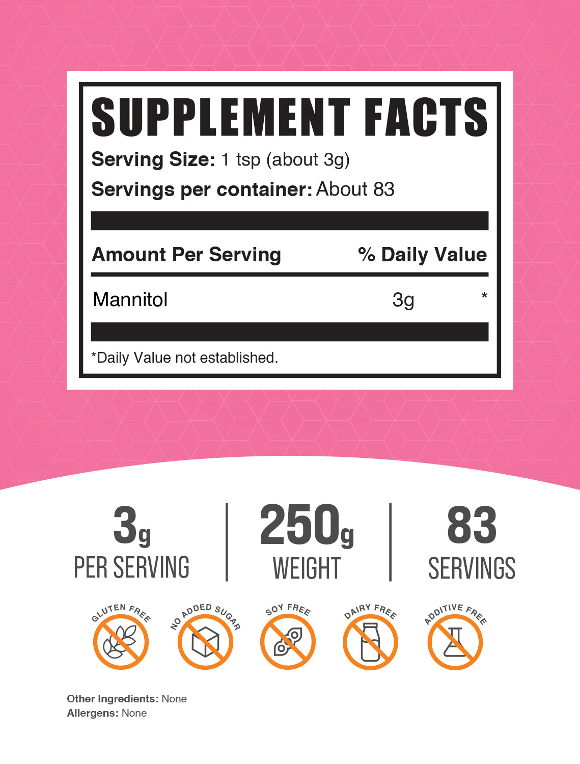 Mannitol powder label 250g