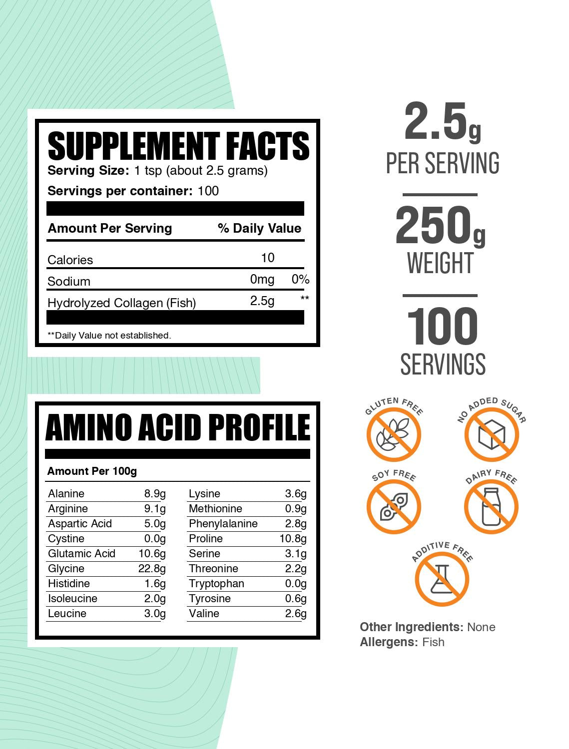 Marine collagen powder label 250g