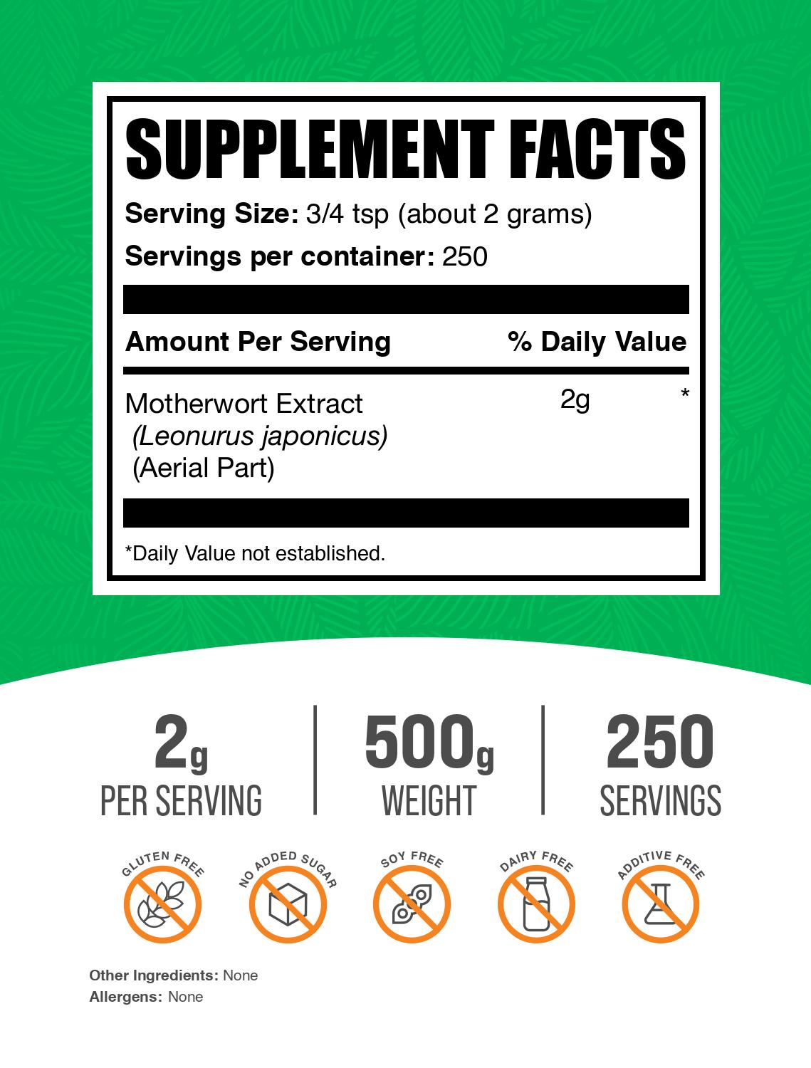 Motherwort Extract Powder 500g Label