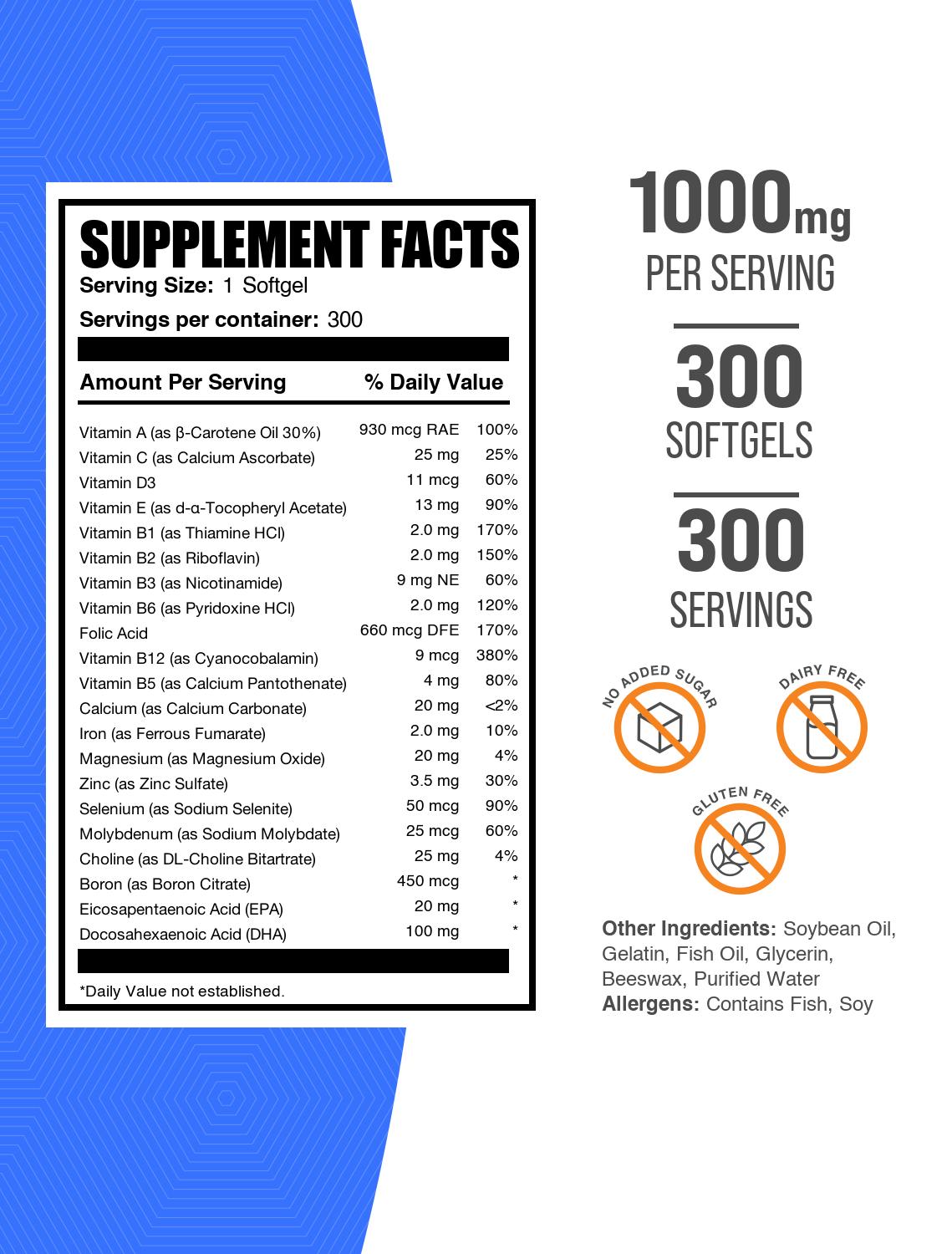Multivitamin Softgels Women 50 300ct Label