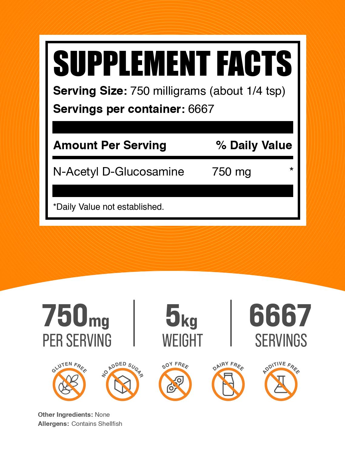 N-Acetyl D-Glucosamine (NAG) powder label 5kg